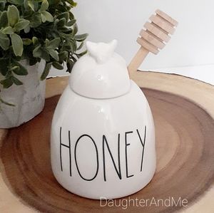 NEW Rae Dunn HONEY Pot with Wooden Stick Large Let